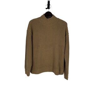 LL Bean Signature Womens Ribbed Mock Neck Sweater Size XL Organic Cotton Outdoor